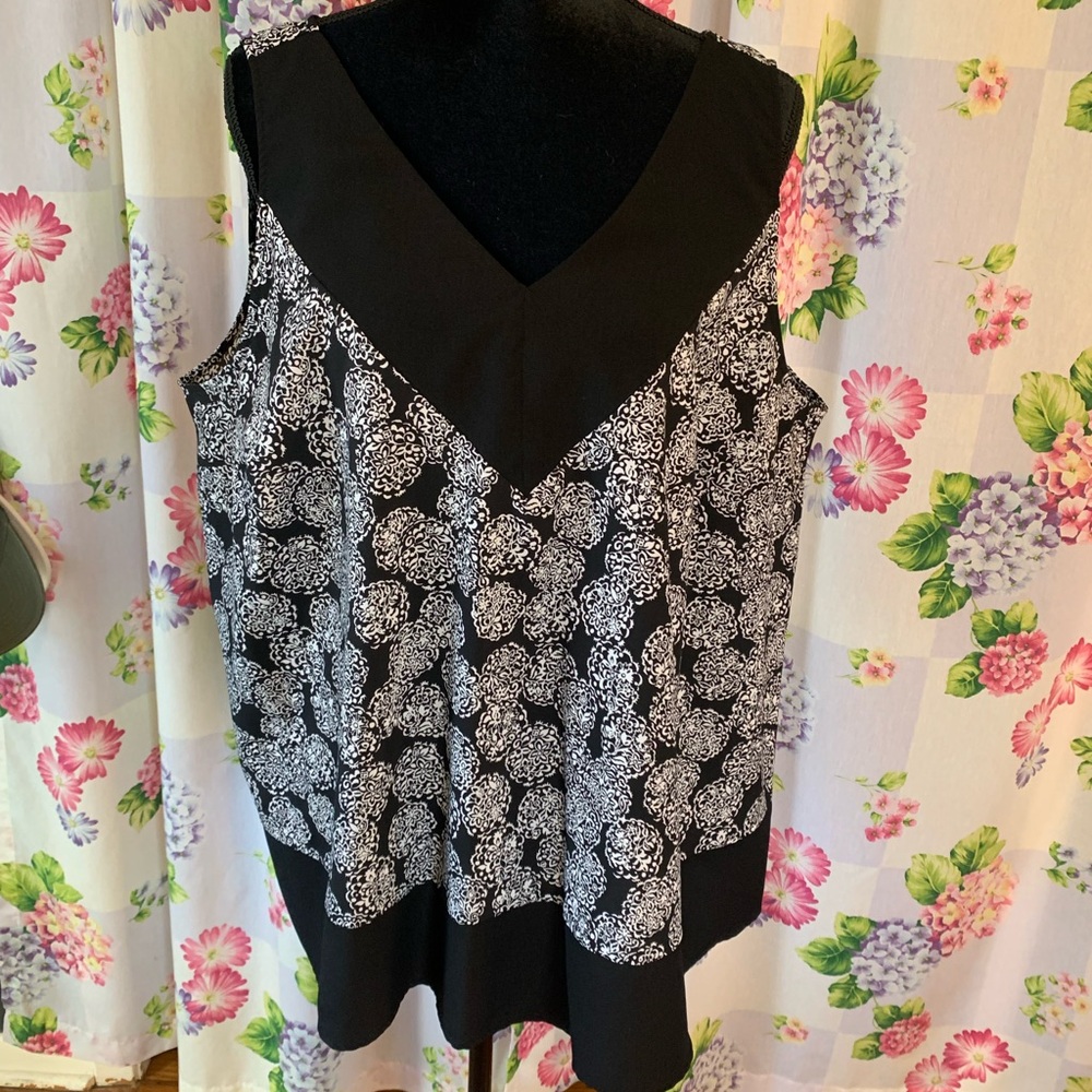 Lane Bryant Black and White Floral Blouse